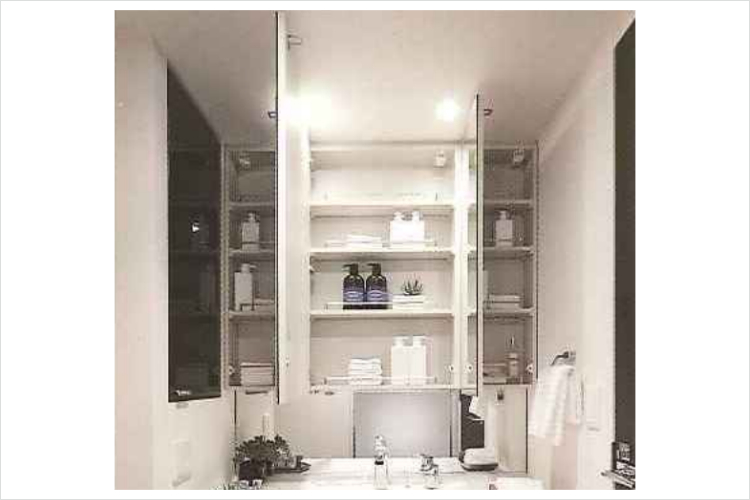 シティタワー天王寺真田山の三面鏡付洗面化粧台